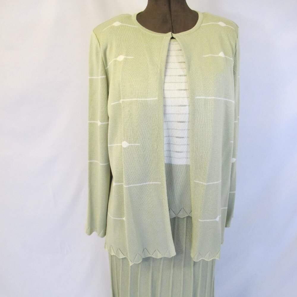 Brownstone Studio 3-piece knit suit in celadon  18P